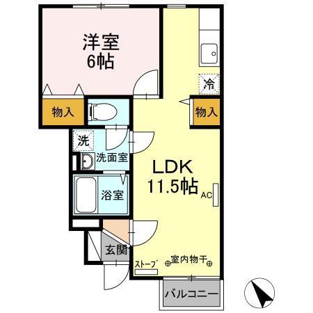ＪＲ奥羽本線 青森駅 バス乗車時間：20分 最寄りバス停で下車 徒歩3分 2階建 築22年(1LDK/1階)の間取り写真