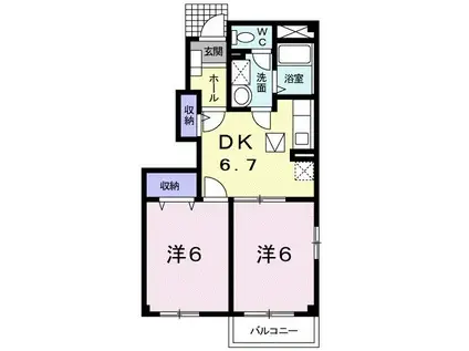 スカイグランデ津田沼(2LDK/1階)の間取り写真