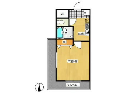 グラーツィア日暮(1K/2階)の間取り写真