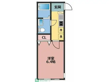 ハッピーヒルズ長後(1K/1階)の間取り写真