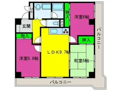 プラザ松治33(3LDK/2階)の間取り写真