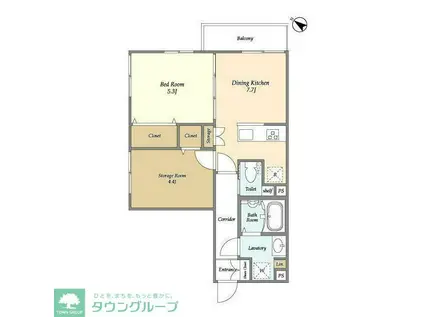 グラン・バレーナ(1SDK/1階)の間取り写真