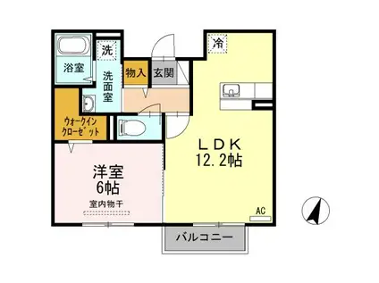 D-ROOM八乙女A(1LDK/2階)の間取り写真