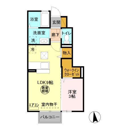 MILLEVAGUE(1LDK/1階)の間取り写真