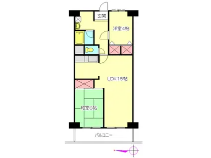 日商岩井草加マンション(2LDK/5階)の間取り写真