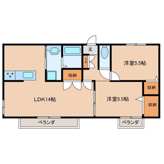 ブランドール(2LDK/2階)の間取り写真