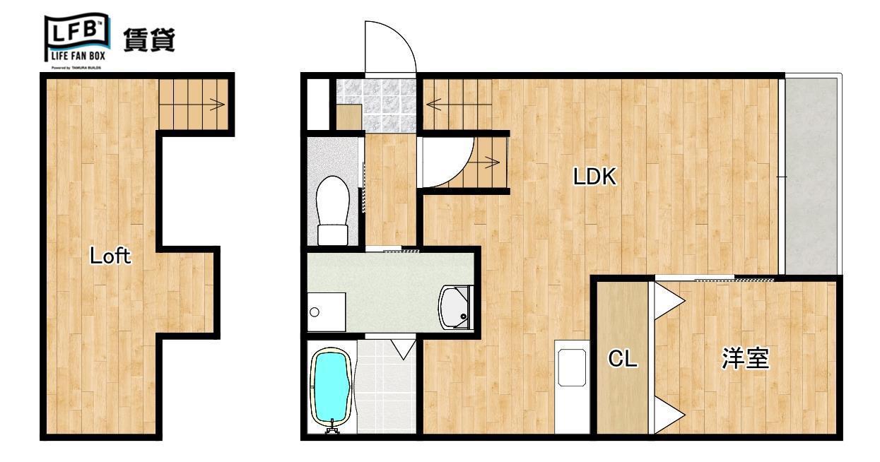 LFB APARTMENT宮島町(1LDK/2階)の間取り写真