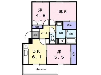 エルディム本町III(3DK/2階)の間取り写真