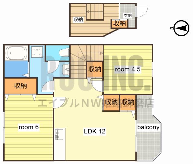 バーリーグリフィンF I棟(2LDK/2階)の間取り写真