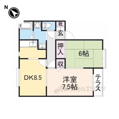 サニーハイツ香里園(2DK/1階)の間取り写真