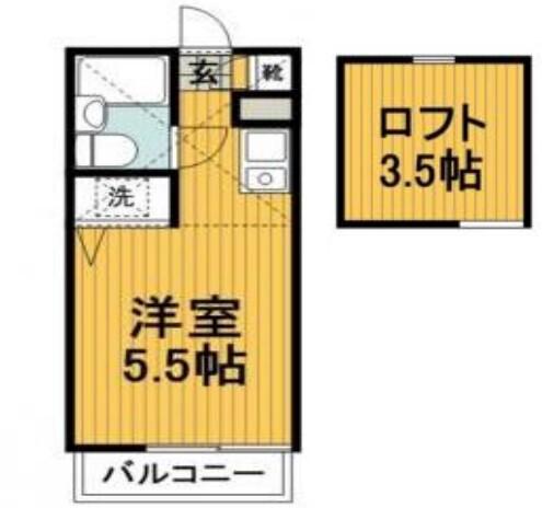 ポートハイツ片倉(ワンルーム/3階)の間取り写真