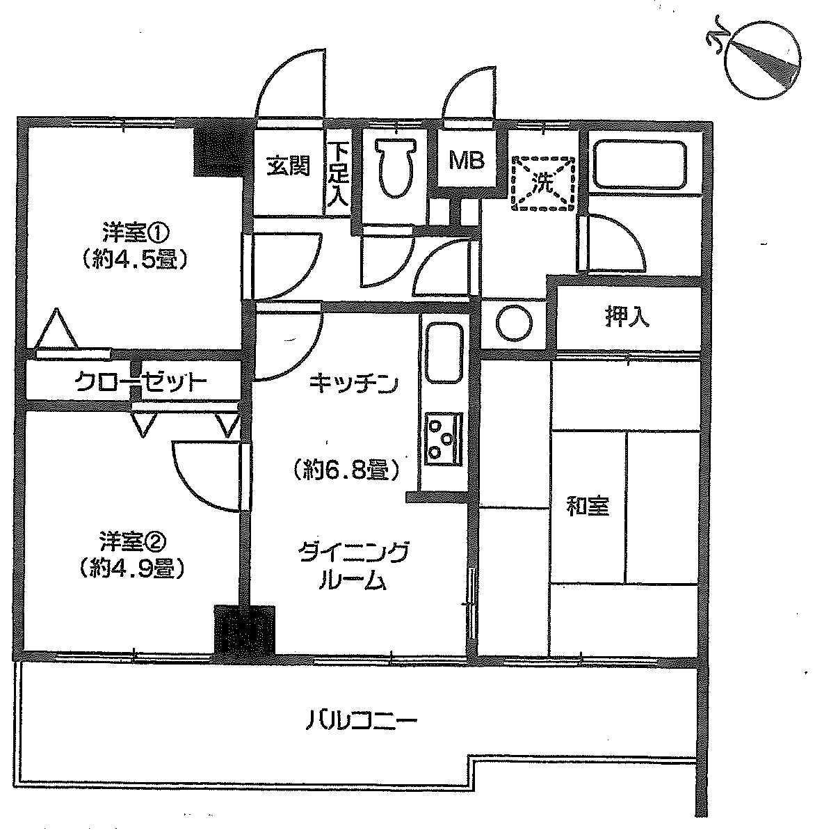 ライオンズプラザ金町(3DK/4階)の間取り写真