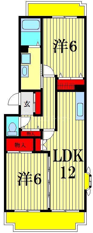 エーデルハイム峯岸(2LDK/1階)の間取り写真
