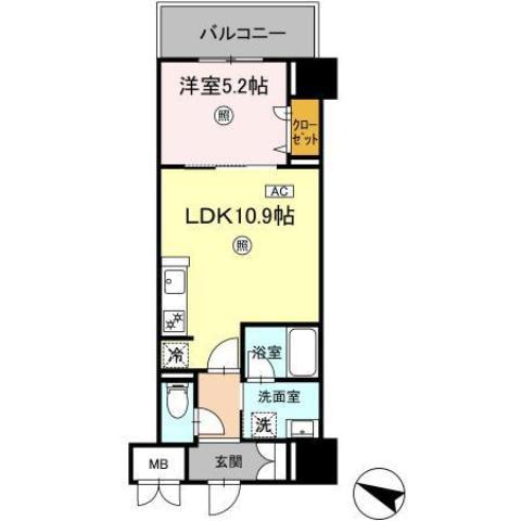 クレアティオMGH(1LDK/6階)の間取り写真