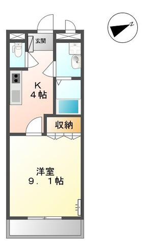 アムール中央(1K/1階)の間取り写真