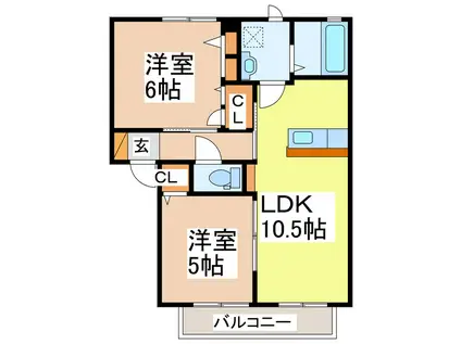 シャーメゾン ルミエール II棟(2LDK/2階)の間取り写真