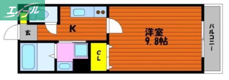 サンステージ大和町(1K/1階)の間取り写真