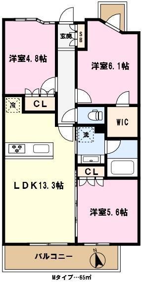 RJRプレシア川口(3LDK/6階)の間取り写真