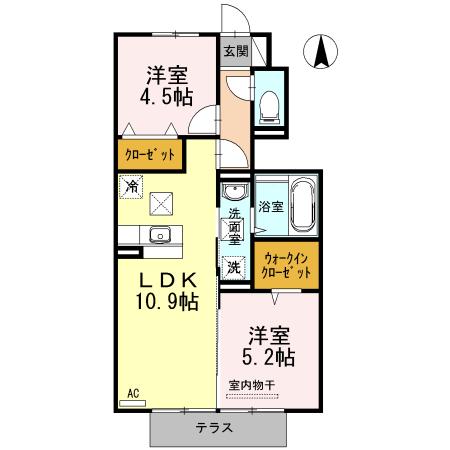 セジュールリアンII(2LDK/1階)の間取り写真
