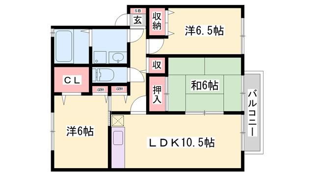 グレイスコート C棟(3LDK/2階)の間取り写真