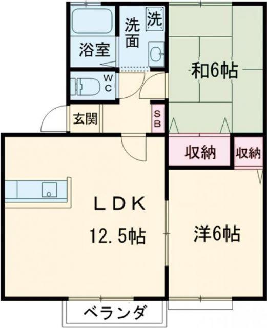 トレンディハイツ(2LDK/2階)の間取り写真