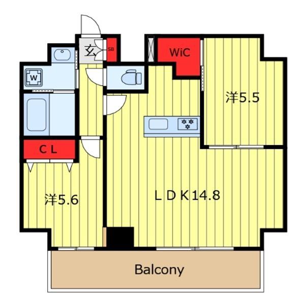 ジーグランデ西日暮里(2LDK/5階)の間取り写真