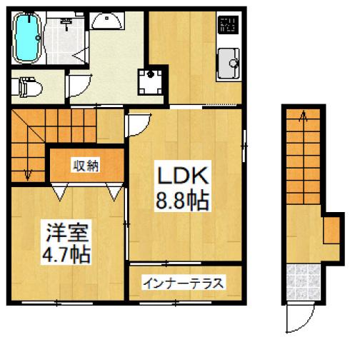 HALELEA・AOBA(2K/2階)の間取り写真