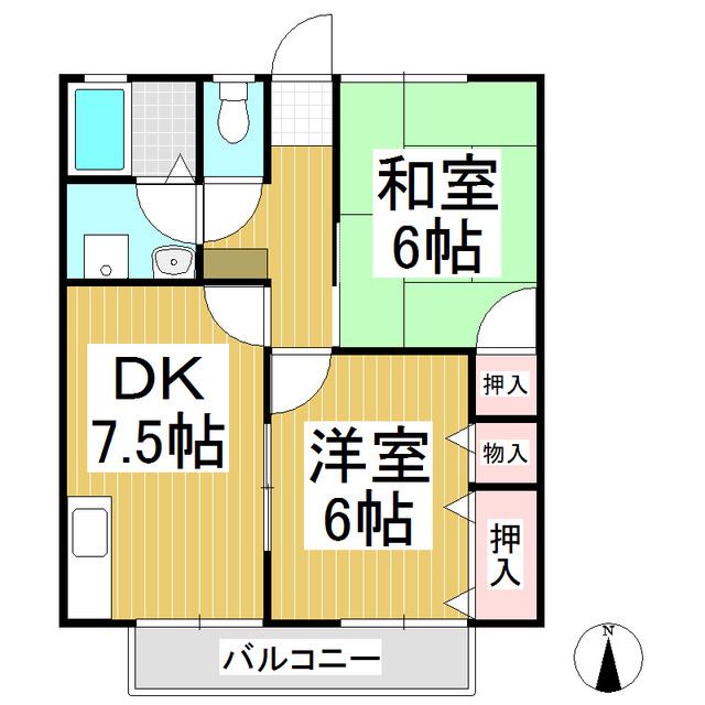 ハイツ御厨 A棟(2DK/2階)の間取り写真