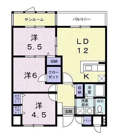 パールヒルズ入江町(3LDK/7階)の間取り写真