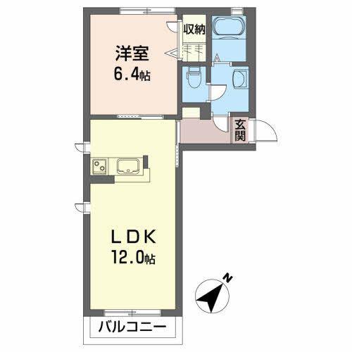 シャーメゾンイシファインD(1LDK/1階)の間取り写真