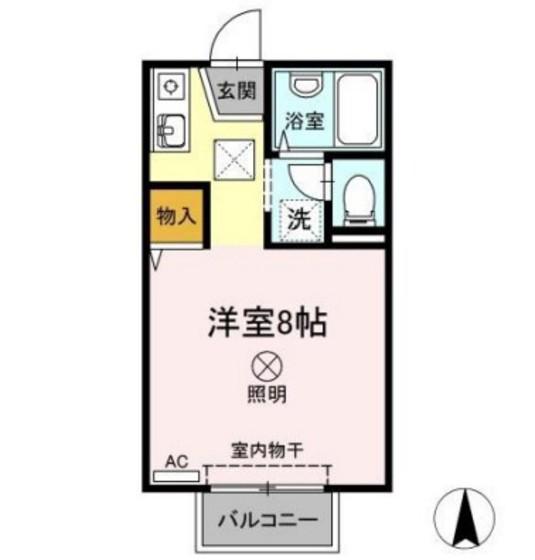 レジデンス高柳A棟(ワンルーム/1階)の間取り写真