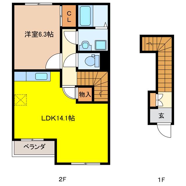 コンフォート ナナ(1LDK/2階)の間取り写真