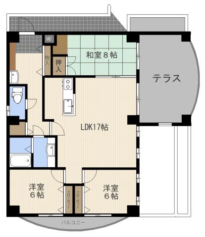 中ビル(3LDK/3階)の間取り写真