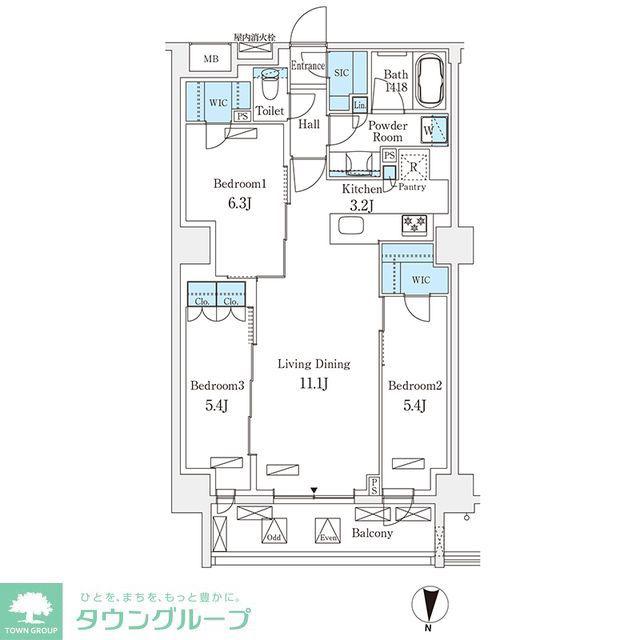 フロンティアレジデンス錦糸公園(3LDK/6階)の間取り写真