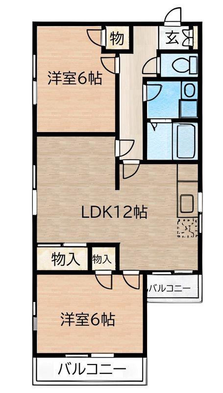 メゾンユタカ(2LDK/2階)の間取り写真