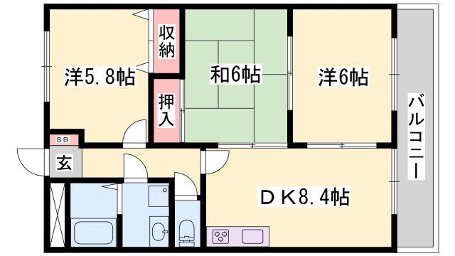 ハイツエトワール(3DK/1階)の間取り写真