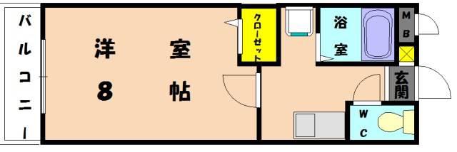 アトラクティブ香椎A(1K/2階)の間取り写真