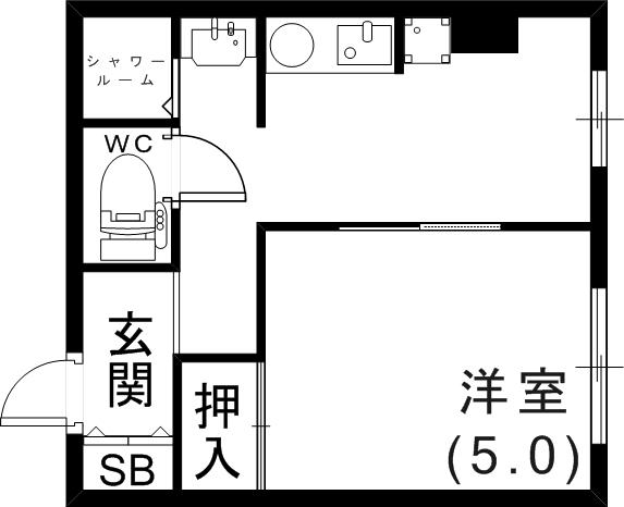 谷田ビル(1K/3階)の間取り写真