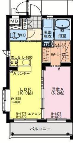 REVEL吉村(1LDK/4階)の間取り写真