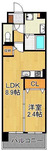 アピアランス歯大前(1LDK/7階)の間取り写真