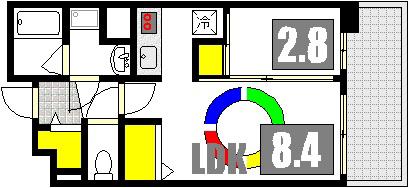 RASSURE舟入(1LDK/2階)の間取り写真