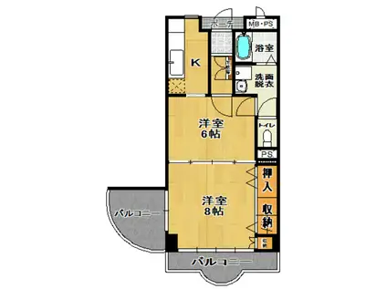 NOVA白亜(2K/2階)の間取り写真