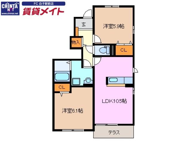 ルピナス(2LDK/1階)の間取り写真