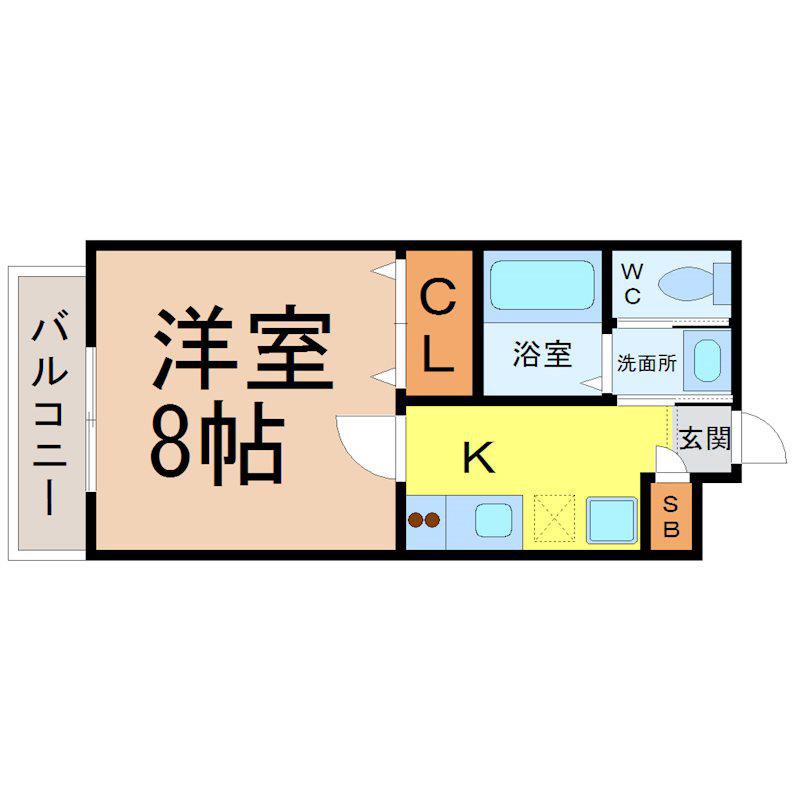 レジデンス名古屋吹上(1K/4階)の間取り写真