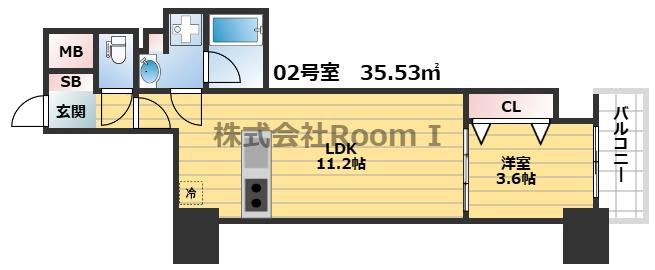 アーバネックス谷町四丁目(1LDK/2階)の間取り写真