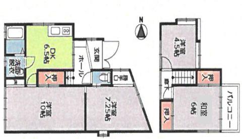 東深津町5丁目貸戸建て(4DK/1階)の間取り写真