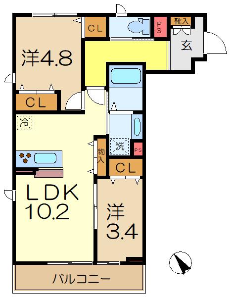 AROMO 3(2LDK/2階)の間取り写真