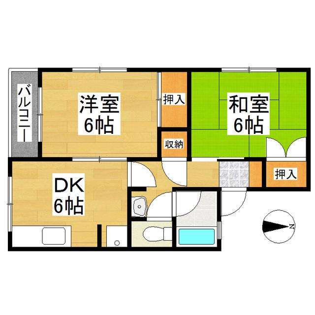 クボタパルデンス(2DK/2階)の間取り写真