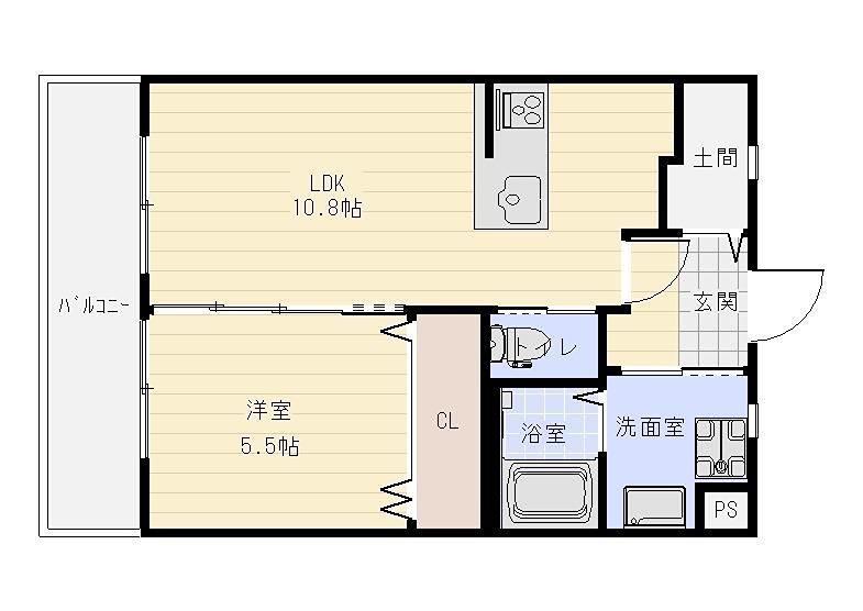 GRANDALE(1LDK/2階)の間取り写真