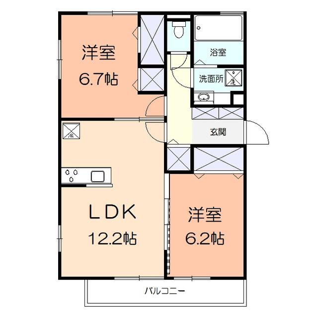 ブルーメ(2LDK/2階)の間取り写真